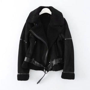 Winter Suede Fur Jacket Motorcycle