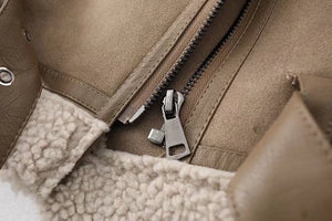 Winter Suede Fur Jacket Motorcycle