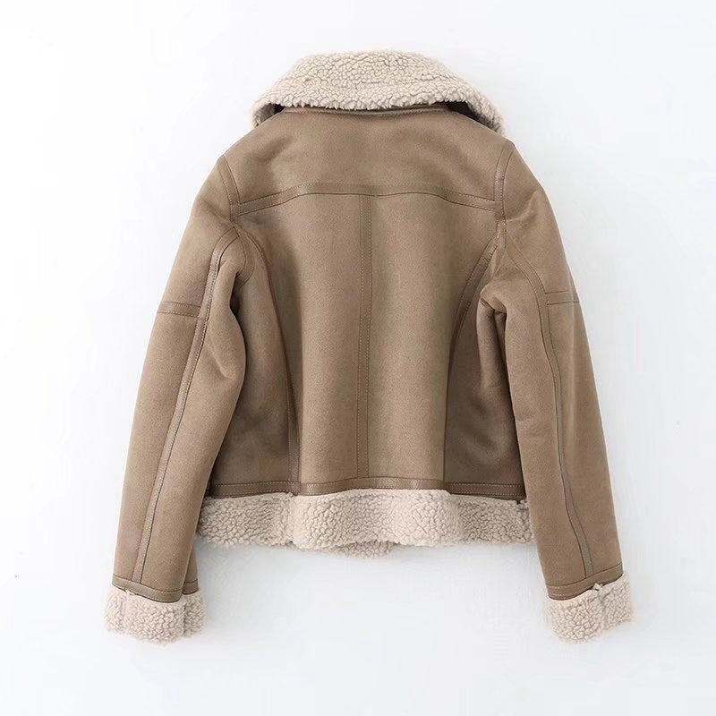 Winter Suede Fur Jacket Motorcycle