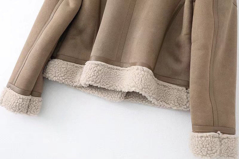 Winter Suede Fur Jacket Motorcycle