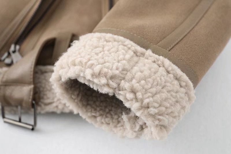 Winter Suede Fur Jacket Motorcycle