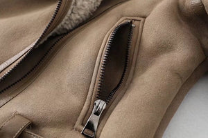 Winter Suede Fur Jacket Motorcycle