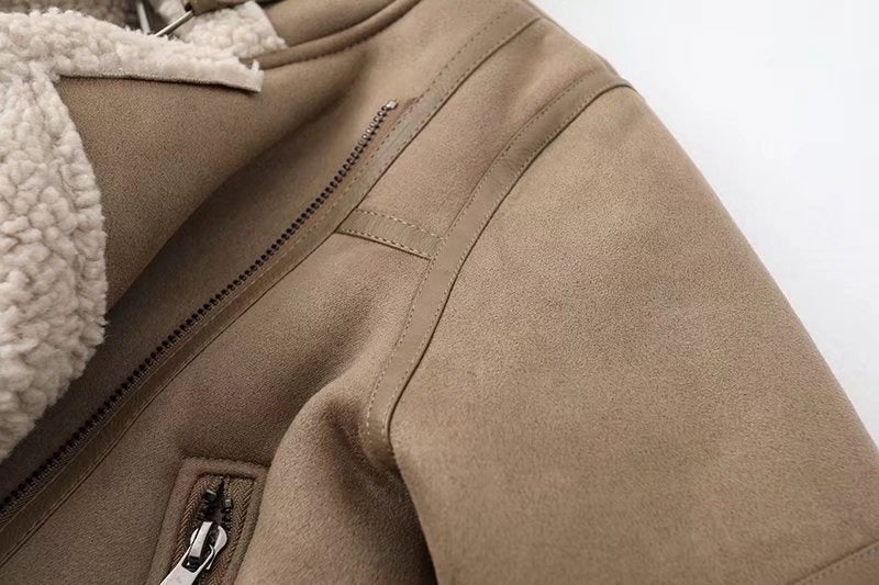 Winter Suede Fur Jacket Motorcycle