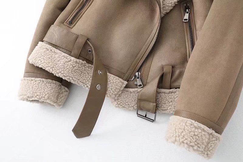 Winter Suede Fur Jacket Motorcycle