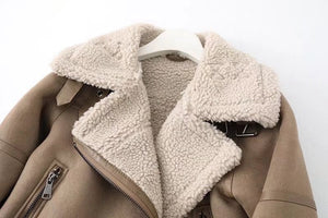 Winter Suede Fur Jacket Motorcycle