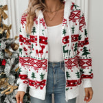 Christmas Printed Plush Coat